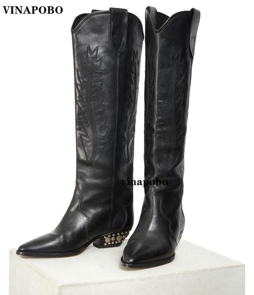 boots black embroidery genuine leather knee high for women pointed toe flat winter long kitten heels cowboy boot
boots black embroidery genuine leather knee high for women pointed toe flat winter long kitten heels cowboy boot