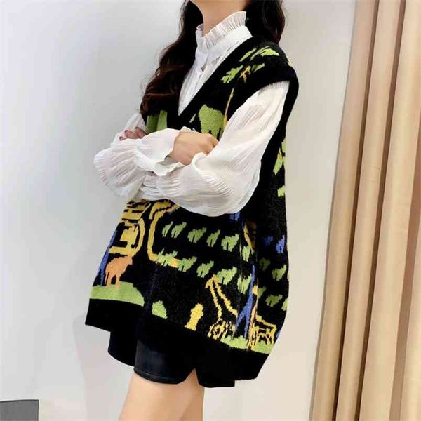 knitted vest women's outer wear autumn and winter korean loose sleeveless waistcoat sweater pullover v-neck 210427, White;black
knitted vest women's outer wear autumn and winter korean loose sleeveless waistcoat sweater pullover v-neck 210427, White;black