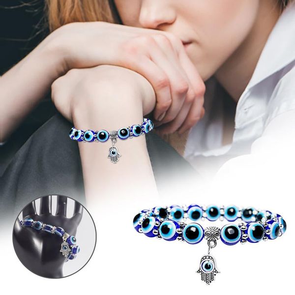 link, chain 1pcs evil turkish lucky blue eye hamsa hand fatima palm bracelets for women bead charm bracelet handmade jewelry drop, Black
link, chain 1pcs evil turkish lucky blue eye hamsa hand fatima palm bracelets for women bead charm bracelet handmade jewelry drop, Black