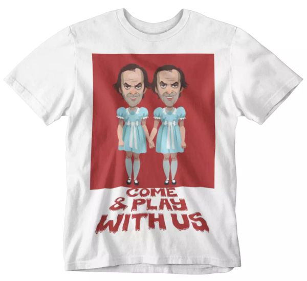shining Inspired T-shirt come play with us horror Halloween retro movie film tee, White;black
shining Inspired T-shirt come play with us horror Halloween retro movie film tee, White;black