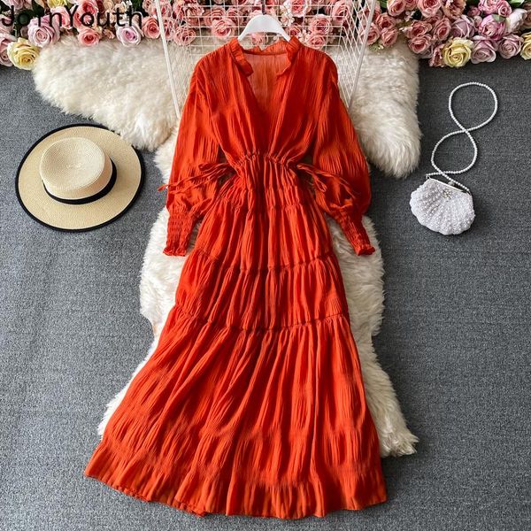 casual dresses joinyouth v-neck chiffon dress women 2021 autumn long sleeve drawstring lace up waist vestidos solid beach holiday maxi, Black;gray
casual dresses joinyouth v-neck chiffon dress women 2021 autumn long sleeve drawstring lace up waist vestidos solid beach holiday maxi, Black;gray