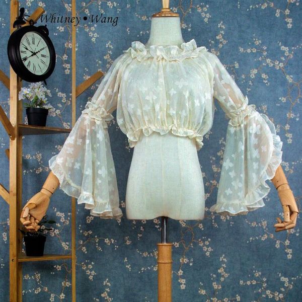 women's blouses & shirts whitney wang 2021 autumn fashion streetwear vintage style ruffled collar big flare sleeve blouse women blusas, White
women's blouses & shirts whitney wang 2021 autumn fashion streetwear vintage style ruffled collar big flare sleeve blouse women blusas, White