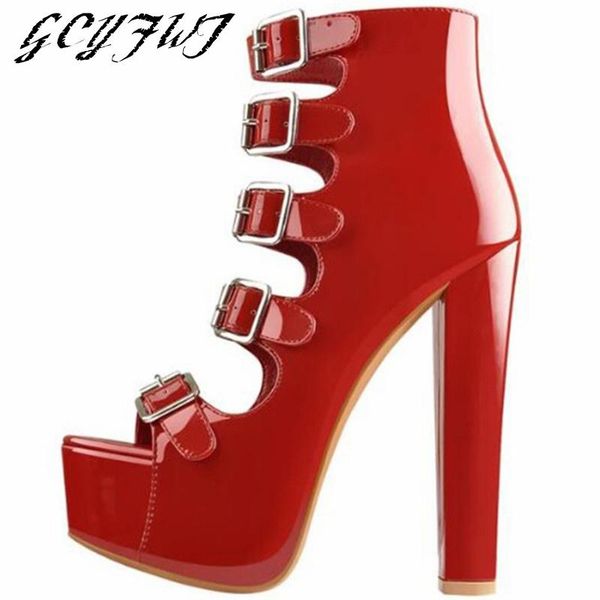 sandals women platform open toe five strap buckle high heels ankle boot round solid color shoes, Black
sandals women platform open toe five strap buckle high heels ankle boot round solid color shoes, Black
