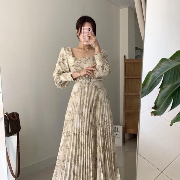 casual dresses elegant women square neck long dress autumn sleeve ink painting pleated with belt maxi party vestido, Black;gray
casual dresses elegant women square neck long dress autumn sleeve ink painting pleated with belt maxi party vestido, Black;gray