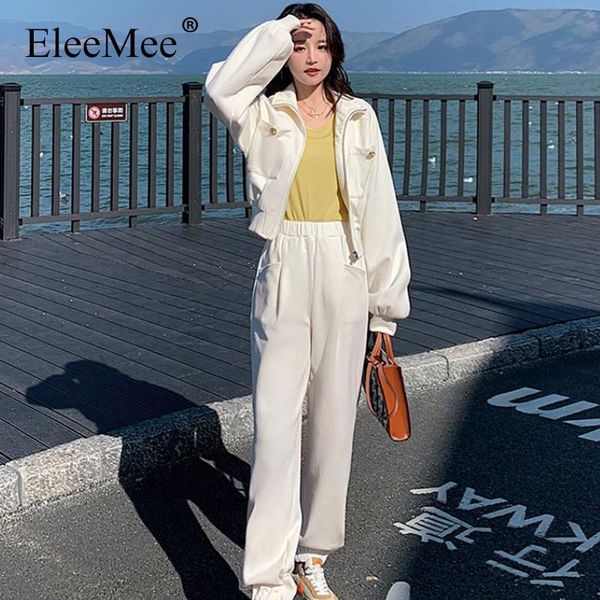 women's two piece pants eleemee casual autumn coat set long sleeve and pocket slim fashion zipper elastic ol chic size s-l, White
women's two piece pants eleemee casual autumn coat set long sleeve and pocket slim fashion zipper elastic ol chic size s-l, White