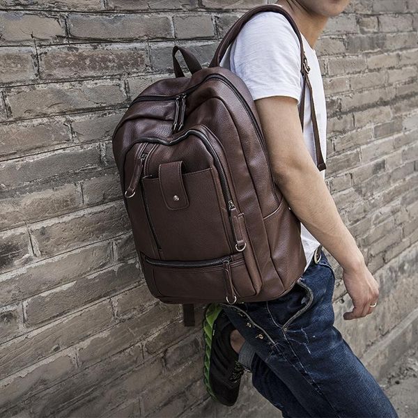 backpack men's business large capacity pu leather fashion solid color travel bag student computer schoolbag
backpack men's business large capacity pu leather fashion solid color travel bag student computer schoolbag