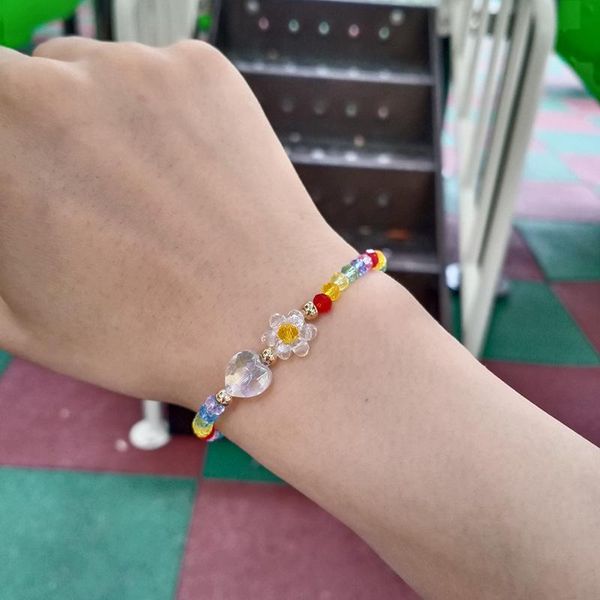 charm bracelets summer colored crystal love heart flower beaded bracelet for women 2021 fashion girls sweet jewelry female delicate bangles, Golden;silver
charm bracelets summer colored crystal love heart flower beaded bracelet for women 2021 fashion girls sweet jewelry female delicate bangles, Golden;silver