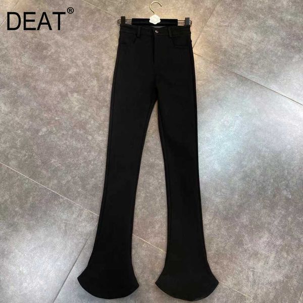 deat spring women style fashion high waist straight wide cuffs button decoration casual slim black pants rd710 210709, Black;white
deat spring women style fashion high waist straight wide cuffs button decoration casual slim black pants rd710 210709, Black;white