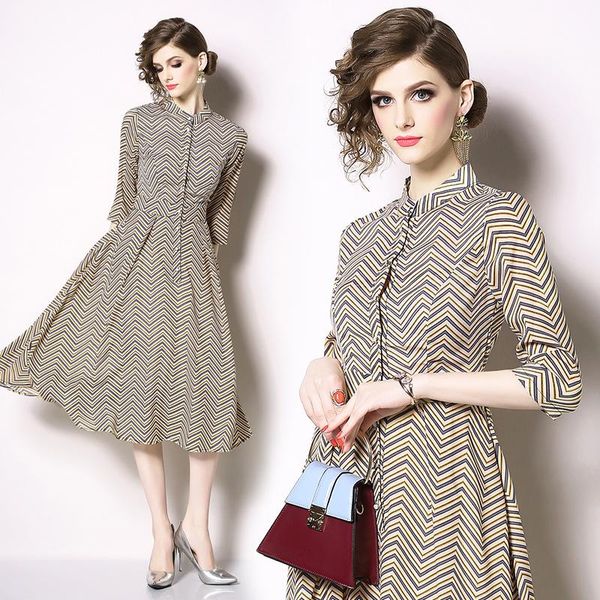 casual dresses fashion designer runway dress spring summer women stand neck long sleeve wave stripe print elegant, Black;gray
casual dresses fashion designer runway dress spring summer women stand neck long sleeve wave stripe print elegant, Black;gray
