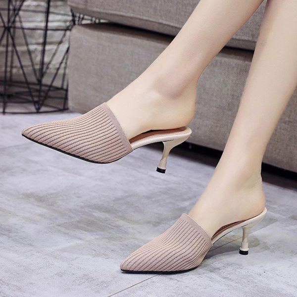 knitting pointed slipper fashion women half slippers slides high-heeled stilettos beige mules loafers casual, Black
knitting pointed slipper fashion women half slippers slides high-heeled stilettos beige mules loafers casual, Black