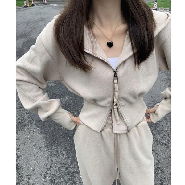 women's two piece pants fafa hooded suit short long sleeved casual coat spring and autumn small korean version age reducing student spo, White
women's two piece pants fafa hooded suit short long sleeved casual coat spring and autumn small korean version age reducing student spo, White