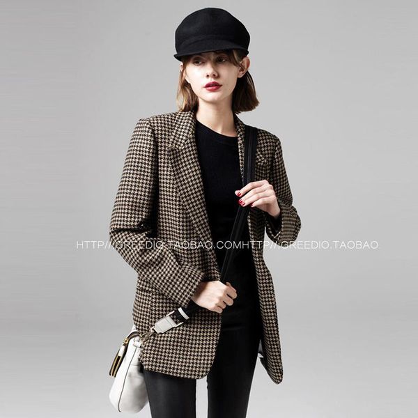 winter woman plaid woolen jacket suit female autumn vintage straight casual wool slim blazer women's suits & blazers, White;black
winter woman plaid woolen jacket suit female autumn vintage straight casual wool slim blazer women's suits & blazers, White;black