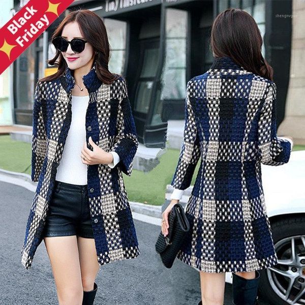 autumn winter plaid woolen coat women long section korean plus size slim wool jackets female overcoats n982 women's & blends, Black
autumn winter plaid woolen coat women long section korean plus size slim wool jackets female overcoats n982 women's & blends, Black