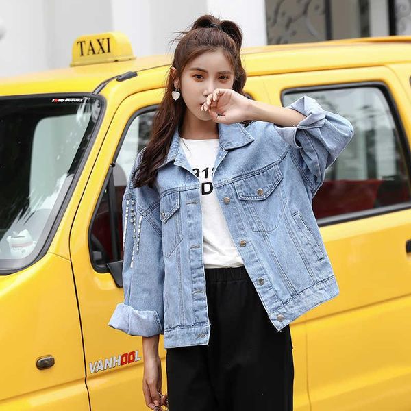 women's jackets 2021 autumn rivet cowboy loose coat female denim jeans jacket women chaqueta mujer streetwear boyfriend fashion, Black;brown
women's jackets 2021 autumn rivet cowboy loose coat female denim jeans jacket women chaqueta mujer streetwear boyfriend fashion, Black;brown