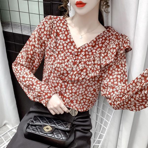 women's blouses & shirts blouse women autumn 2021 fashion cute ruffles long sleeve chiffon floral print loose v-neck blusas womens and, White
women's blouses & shirts blouse women autumn 2021 fashion cute ruffles long sleeve chiffon floral print loose v-neck blusas womens and, White