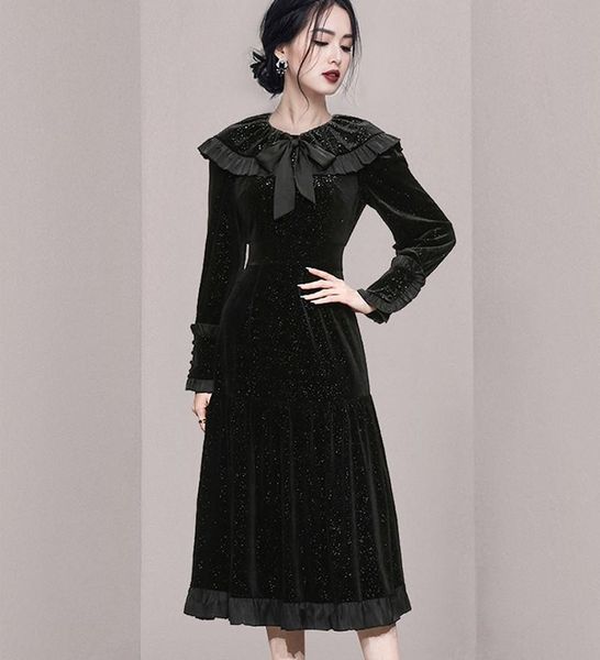 casual dresses 2021 autumn winter elegant bow slim black dress women's wear mid-calf vestidos, Black;gray
casual dresses 2021 autumn winter elegant bow slim black dress women's wear mid-calf vestidos, Black;gray