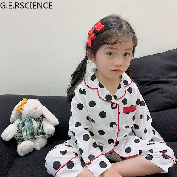 2022 spring and autumn girl white polka dot pattern pajamas childrens long-sleeved home clothes kids two-piece, Blue;red
2022 spring and autumn girl white polka dot pattern pajamas childrens long-sleeved home clothes kids two-piece, Blue;red
