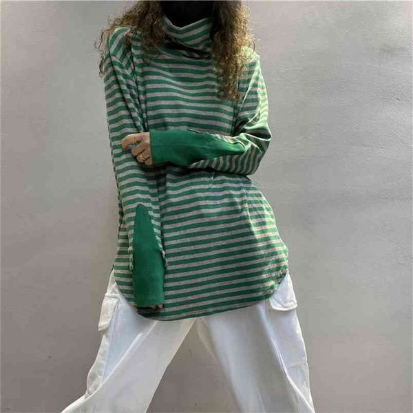 spring autumn arts style women long sleeve turtleneck loose tshirt cotton striped casual tee shirt femme vintage v233 210512, White
spring autumn arts style women long sleeve turtleneck loose tshirt cotton striped casual tee shirt femme vintage v233 210512, White