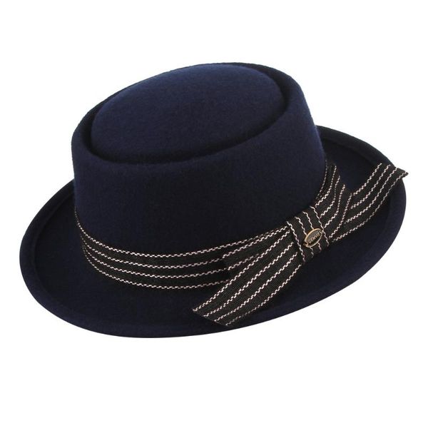 stingy brim hats winter lady wool fedoras hat women european american striped bowknot decoration fedora cap female dome elegant caps h7210, Blue;gray
stingy brim hats winter lady wool fedoras hat women european american striped bowknot decoration fedora cap female dome elegant caps h7210, Blue;gray