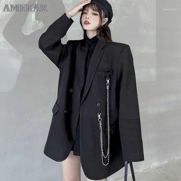 women's suits & blazers suit jacket trendy dark black retro loose and thin fried street women 2021 spring autumn a, White;black
women's suits & blazers suit jacket trendy dark black retro loose and thin fried street women 2021 spring autumn a, White;black