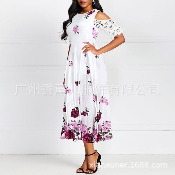 dresses creative 2021 summer street fashion women's round neck swing dress, Black;gray
dresses creative 2021 summer street fashion women's round neck swing dress, Black;gray