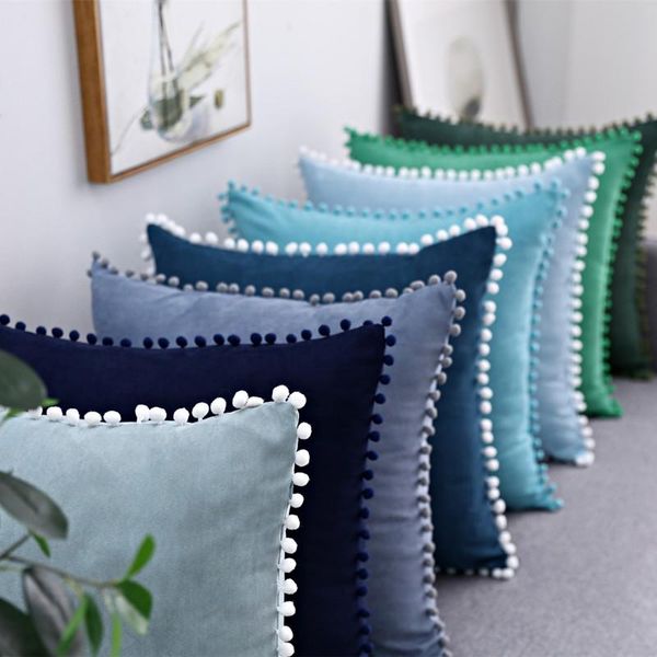 cushion/decorative pillow soft suede cushion cover with pompom ball blue green navy bedroom sofa decoration cases 30x50cm/50x50cm
cushion/decorative pillow soft suede cushion cover with pompom ball blue green navy bedroom sofa decoration cases 30x50cm/50x50cm