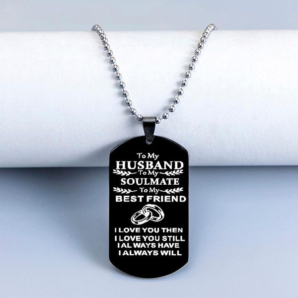 pendant necklaces trendy to my husband stainless steel necklace hip hop black rectangle tag inspirational gifts for boyfriend, Silver
pendant necklaces trendy to my husband stainless steel necklace hip hop black rectangle tag inspirational gifts for boyfriend, Silver