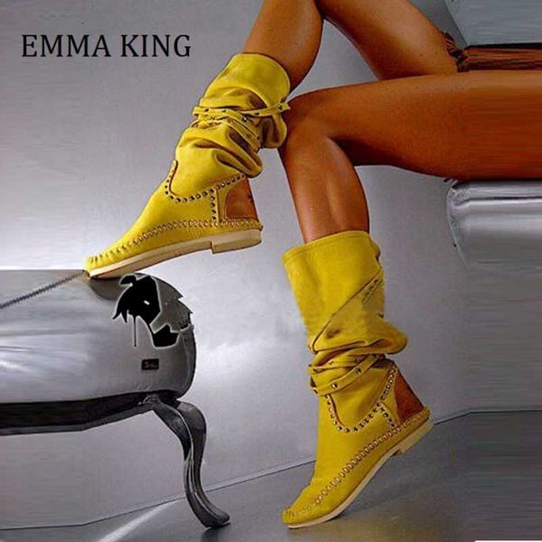 boots women yellow studded rivet middle knee high round toe comfortable flat casual shoes winter mujer, Black
boots women yellow studded rivet middle knee high round toe comfortable flat casual shoes winter mujer, Black
