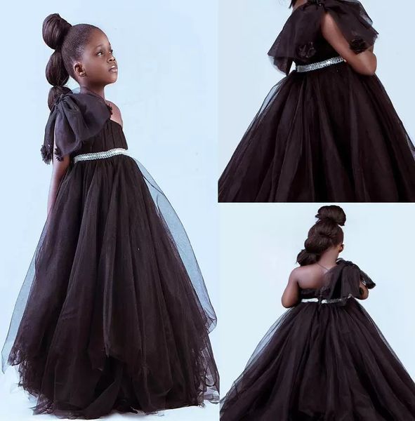 black one shoulder 2021 flower girl dresses a-line tulle little wedding dresses communion pageant gowns, White;blue
black one shoulder 2021 flower girl dresses a-line tulle little wedding dresses communion pageant gowns, White;blue