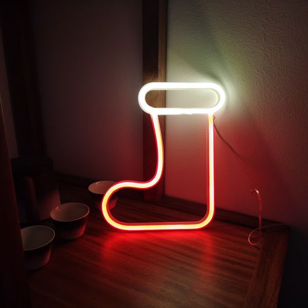 2021 christmas lights socks design white red neon sign led holiday lighting decoration party 18*24cm
2021 christmas lights socks design white red neon sign led holiday lighting decoration party 18*24cm