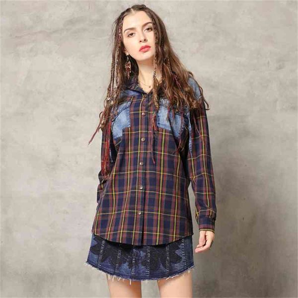 women's knits & tees autumn blouse women single breasted turn-down collar long sleeve hooded shirts female retro plaid d614 d, White
women's knits & tees autumn blouse women single breasted turn-down collar long sleeve hooded shirts female retro plaid d614 d, White