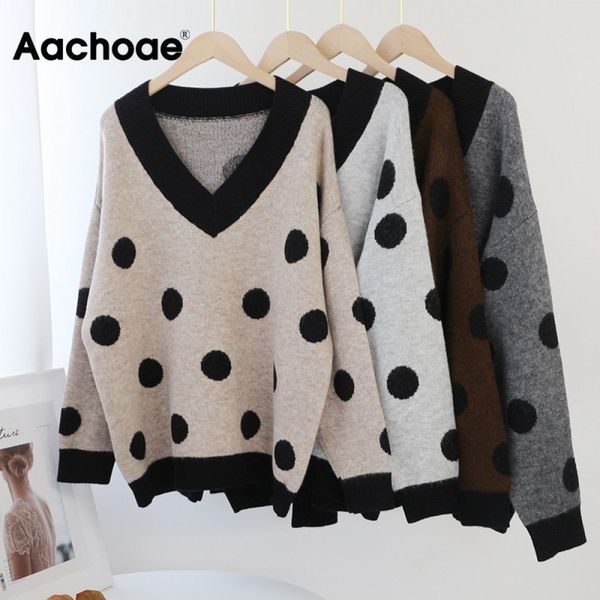 aachoae autumn winter polka dot sweater women batwing long sleeve casual pullover female knitwear v neck jumper 210413, White;black
aachoae autumn winter polka dot sweater women batwing long sleeve casual pullover female knitwear v neck jumper 210413, White;black