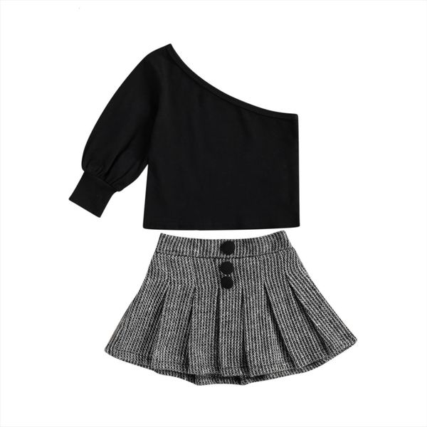 spring toddler kid girls casual 2pcs clothes sets black shoulder shirts high waist buttons skirts set, White
spring toddler kid girls casual 2pcs clothes sets black shoulder shirts high waist buttons skirts set, White