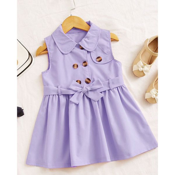 sleeveless girls dresses summer children button bow belte casual dress for 2-6y solid color clothes 210515, Red;yellow
sleeveless girls dresses summer children button bow belte casual dress for 2-6y solid color clothes 210515, Red;yellow
