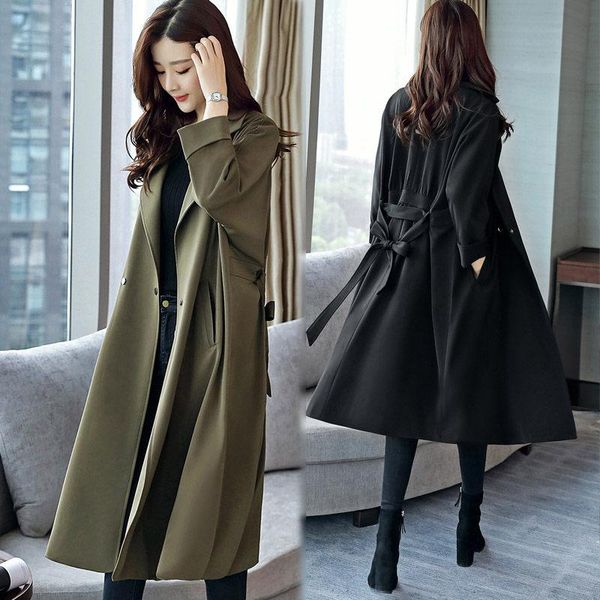 women's trench coats 2021 trend korean coat women casual lapel long section simple female thin plus size 3xl fashion outerwear f997, Tan;black
women's trench coats 2021 trend korean coat women casual lapel long section simple female thin plus size 3xl fashion outerwear f997, Tan;black