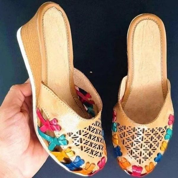 slippers women's flip flops 2021 summer fashion woven hollow wedge heel casual sandals zapatillas mujer, Black
slippers women's flip flops 2021 summer fashion woven hollow wedge heel casual sandals zapatillas mujer, Black