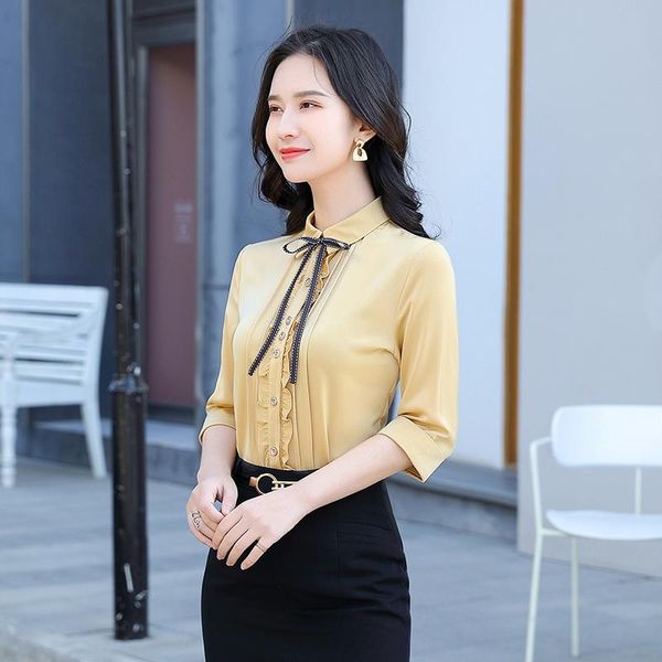 women's blouses & shirts 2021 woman summer office ladies work wear female clothes ol formal uniform designs business shirt for women, White
women's blouses & shirts 2021 woman summer office ladies work wear female clothes ol formal uniform designs business shirt for women, White