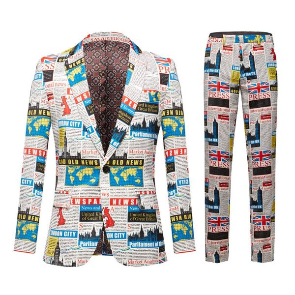 men's suits & blazers 2021 fall british s print suit rock joint singer two piece set, White;black
men's suits & blazers 2021 fall british s print suit rock joint singer two piece set, White;black