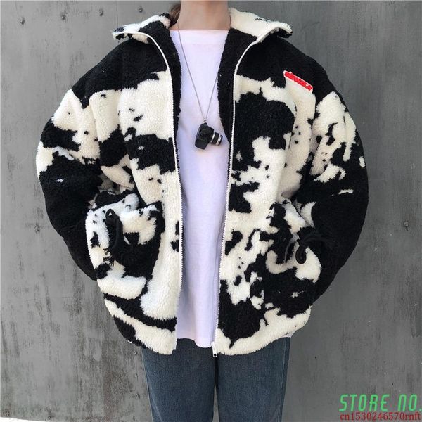 lambswool coats for women cow print jacket streetwear zipper casual warm autumn winter 2021 harajuku coat female women's jackets, Black;brown 
lambswool coats for women cow print jacket streetwear zipper casual warm autumn winter 2021 harajuku coat female women's jackets, Black;brown