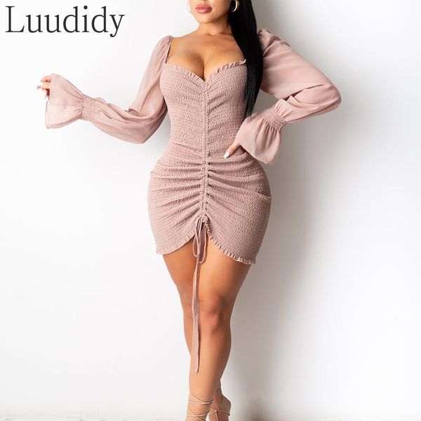 women flare sleeve bodycon dress ruched lace up mini night club party outfits casual dresses, Black;gray
women flare sleeve bodycon dress ruched lace up mini night club party outfits casual dresses, Black;gray
