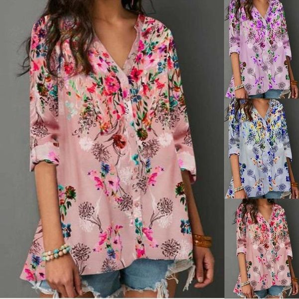 women's blouses & shirts spring and summer casual printed long-sleeved shirt plus size, White
women's blouses & shirts spring and summer casual printed long-sleeved shirt plus size, White
