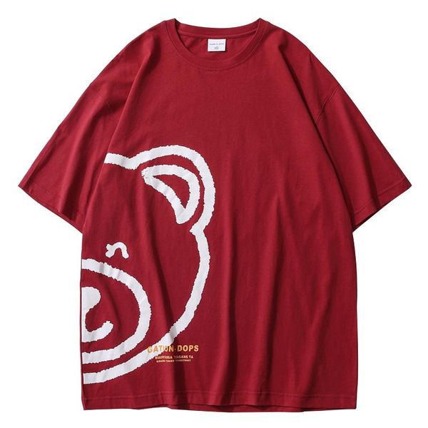 women's t-shirt fashion street women loose red bear print harajuku summer couples cotton short sleeve o neck tees, White
women's t-shirt fashion street women loose red bear print harajuku summer couples cotton short sleeve o neck tees, White