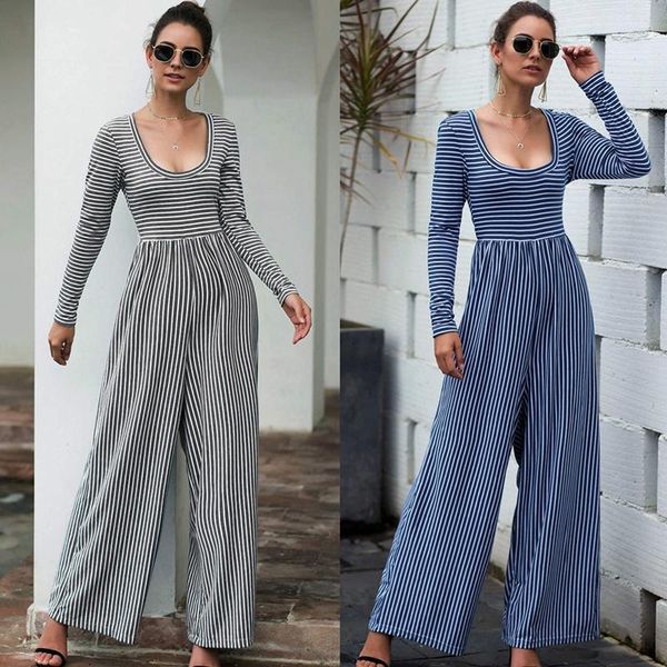women casual striped jumpsuit summer u-neck long sleeve jumpsuits wide leg pants overalls women's & rompers, Black;white
women casual striped jumpsuit summer u-neck long sleeve jumpsuits wide leg pants overalls women's & rompers, Black;white