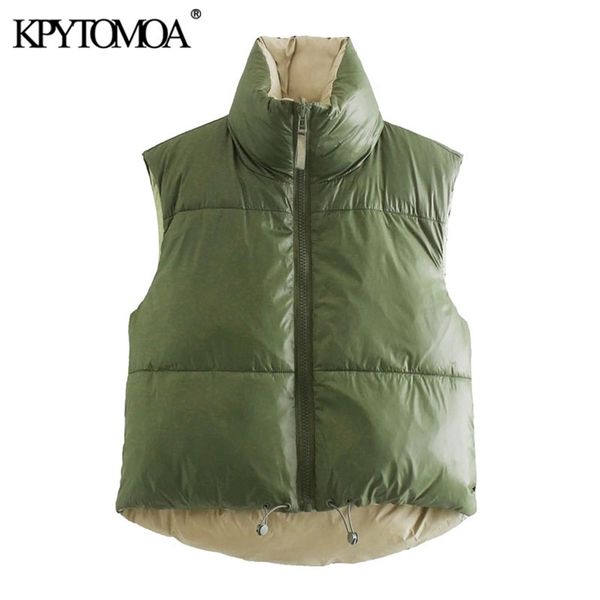 women fashion double-sided wear cropped padded waistcoat vintage high neck adjustable hem female vest coat mujer 210420, Black;white
women fashion double-sided wear cropped padded waistcoat vintage high neck adjustable hem female vest coat mujer 210420, Black;white
