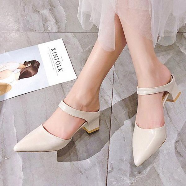 large size 35-42 summer shoes women slippers pointed toe mid heels dress pumps square heeled slides zapatos mujer 9132l, Black
large size 35-42 summer shoes women slippers pointed toe mid heels dress pumps square heeled slides zapatos mujer 9132l, Black