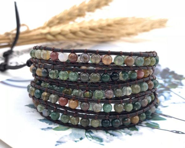 beaded, strands natural printed agate multilayer handwoven leather wrapped bracelet for women jewelry, Black
beaded, strands natural printed agate multilayer handwoven leather wrapped bracelet for women jewelry, Black