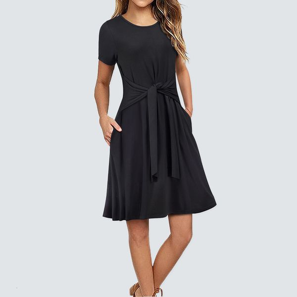 dresses women casual brief solid color bow-knot short-sleeve straight loose bandage soft summer lady ha146, Black;gray
dresses women casual brief solid color bow-knot short-sleeve straight loose bandage soft summer lady ha146, Black;gray