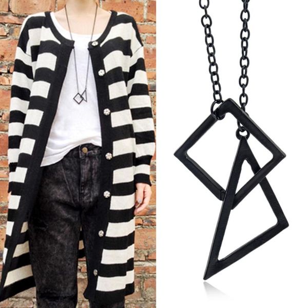 pendant necklaces lady female girl women girlfriend couples metal black color retro geometry lovers triangle sweater chain necklace, Silver
pendant necklaces lady female girl women girlfriend couples metal black color retro geometry lovers triangle sweater chain necklace, Silver