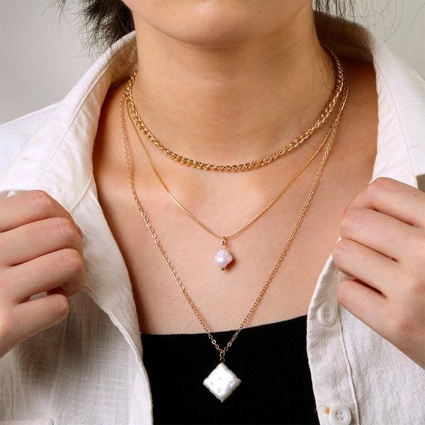 vintage pearl chain multilayer necklace female geometric irregular pendant fashion bohemian jewelry necklaces, Silver
vintage pearl chain multilayer necklace female geometric irregular pendant fashion bohemian jewelry necklaces, Silver