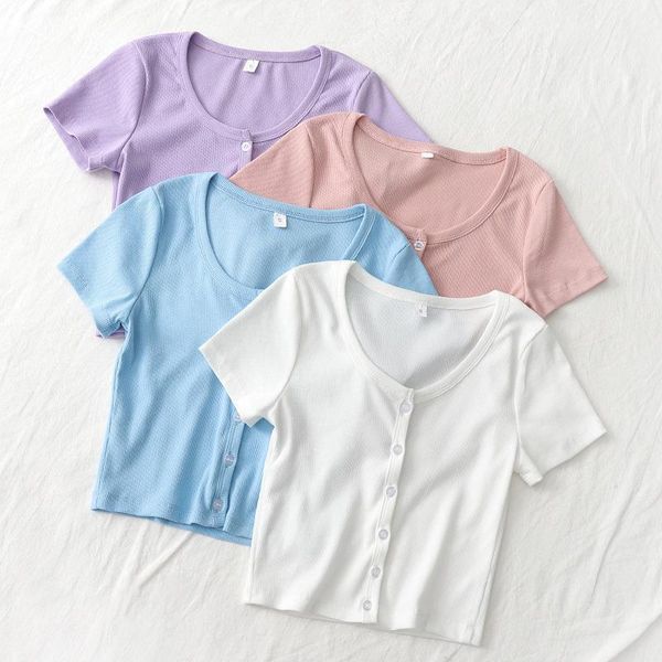 women tanks clothing wholesale solid summer 2946 u brought the single breasted cultivate morality t shirt with short sleeves, White
women tanks clothing wholesale solid summer 2946 u brought the single breasted cultivate morality t shirt with short sleeves, White